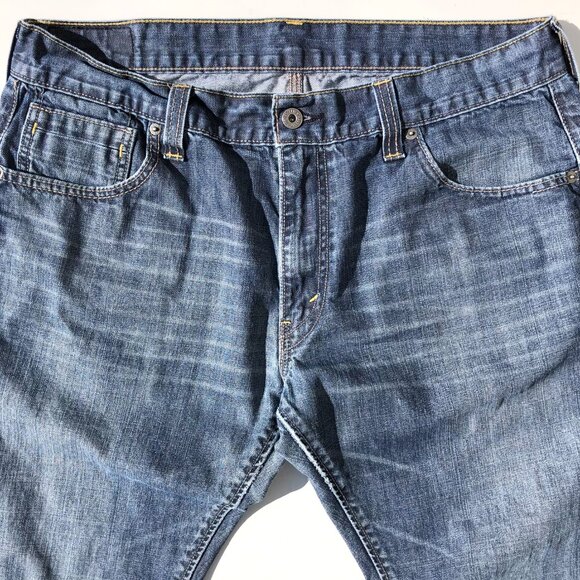 Levi's 514 Jeans Slim Straight Leg Men 36 32 Medium Blue Wash Back Zip Pockets - Picture 8 of 16